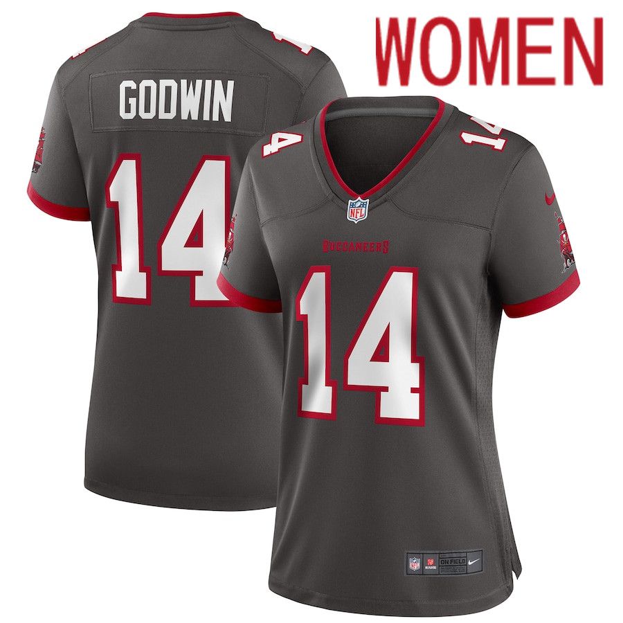Women Tampa Bay Buccaneers 14 Chris Godwin Nike Pewter Alternate Game NFL Jersey
